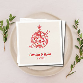 Retro Burgundy & Beige Disco Bröllop Decor Napkins Pappersservett