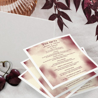 Retro Burgundy Elegant Ivory Wedding Fun Facts   Pappersservett