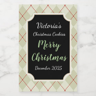 Retro Burk julcookies Labels Gift Stickers Mat Etikett