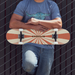 Retro Burst Terrakotta Anpassad Personlig Namn Mini Skateboard Bräda 18,5 Cm