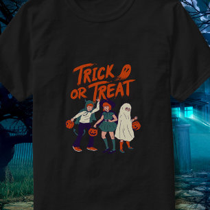 Retro Bus eller godis Kids Halloween Shirt T