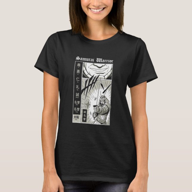 Retro Bushido Samurai Warrior med Katana-svärd T Shirt (Framsida)