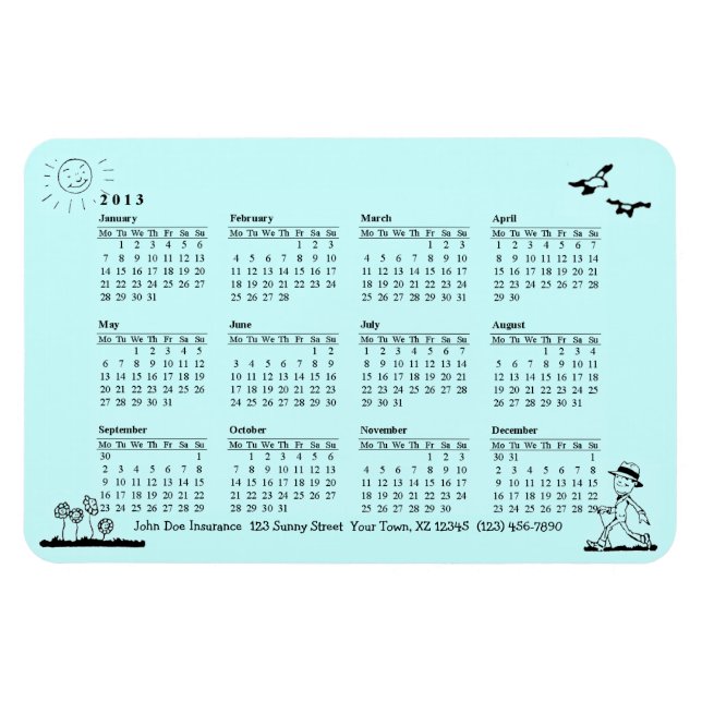 Retro Businessman 2013-kalender Magnet (Horisontell)