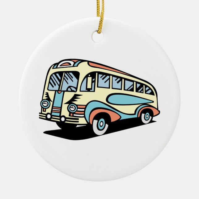 retro buss motor coach julgransprydnad keramik (Framsidan)