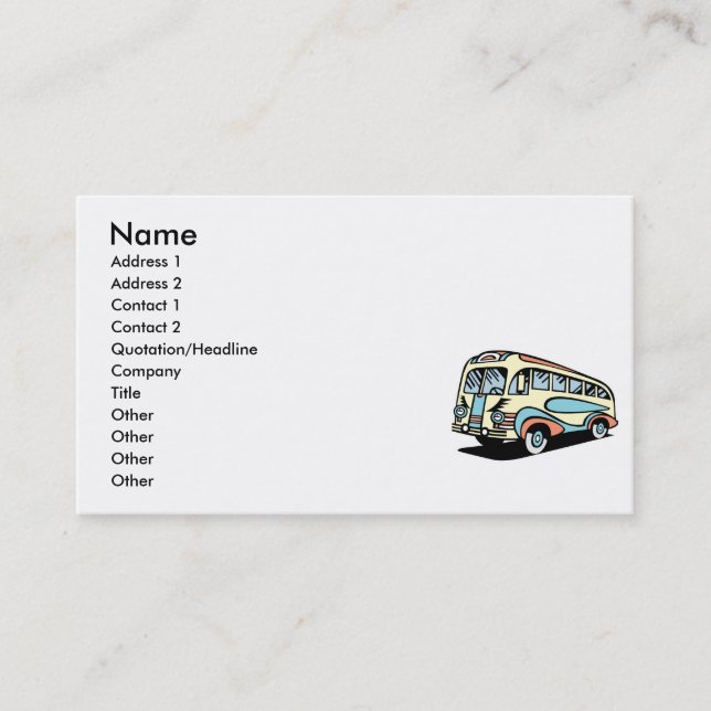 retro buss motor coach visitkort (Framsida)