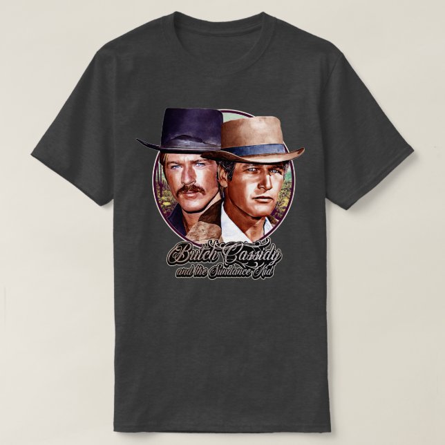 Retro Butch Cassidy och Sundance Kid Outlaw Tr T Shirt (Design framsida)
