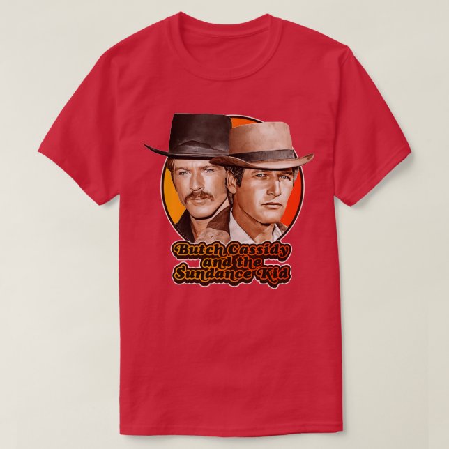 Retro Butch Cassidy och Sundance Kid Tribute T Shirt (Design framsida)