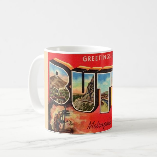 Retro Butte Montana Hälsning Mugg (Framsida vänster)
