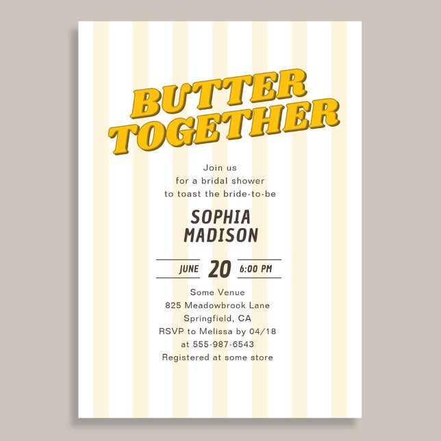 Retro Butter Together Yellow Bridal Shower Inbjudningar (Skapare uppladdad)