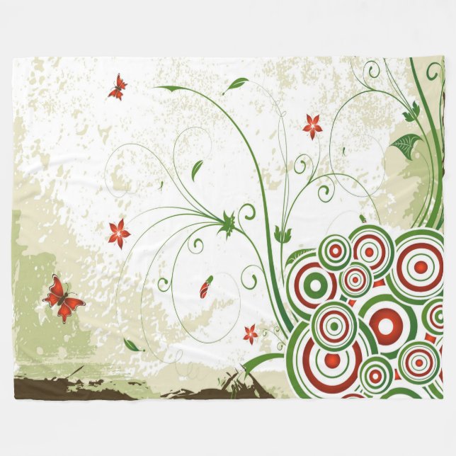 Retro Butterflies Fleecefilt (Framsidan (Horisontell))