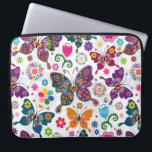 Retro Butterflies & Flowers Laptop Fodral<br><div class="desc">Färgämnen för coola,  fjärilar och blommor mönster</div>