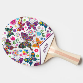 Retro Butterflies & Flowers Pingisracket