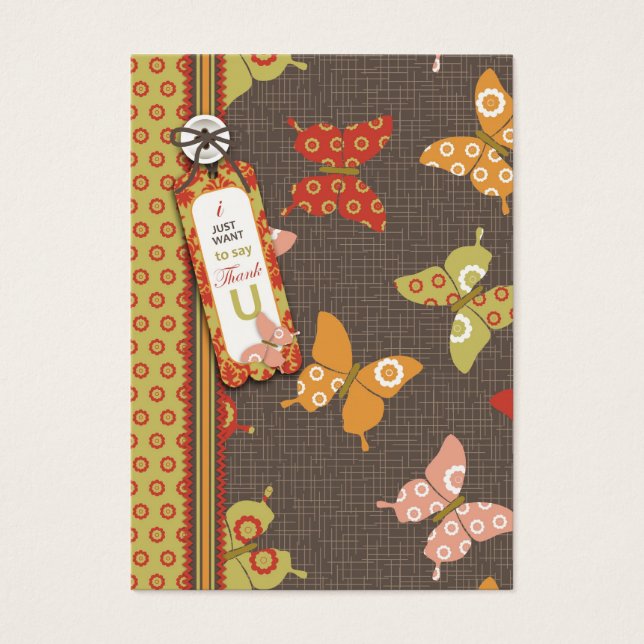 Retro Butterflies TY Gift Märkre Visitkort (Framsidan)