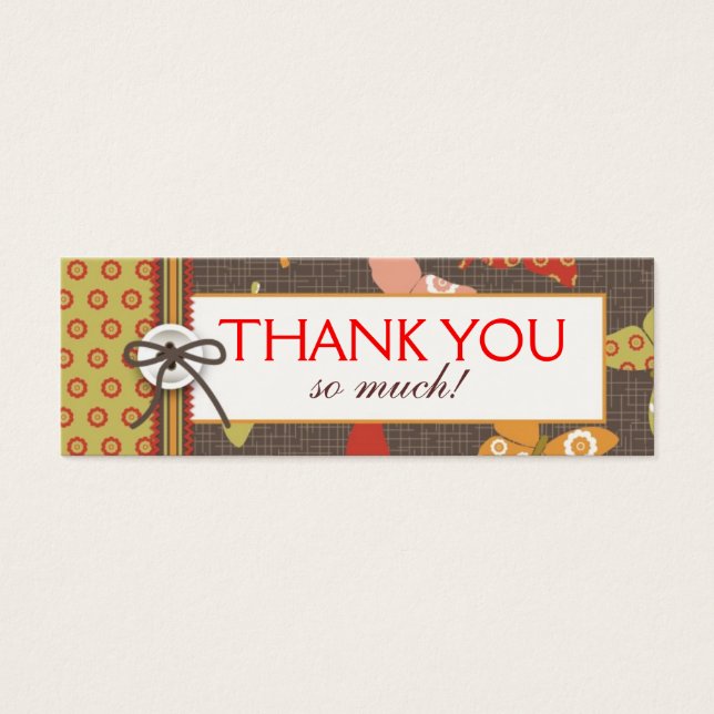 Retro Butterflies TY Smala Gift Märkre 2 Litet Visitkort (Framsidan)