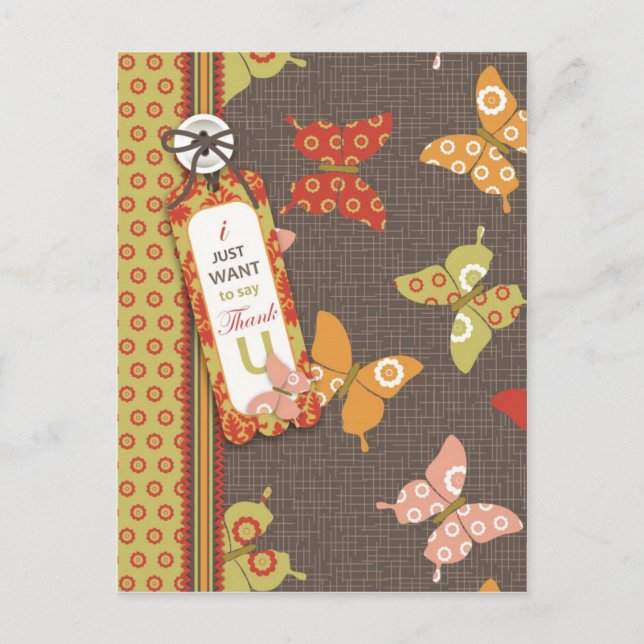 Retro Butterflies TY vykort (Framsida)