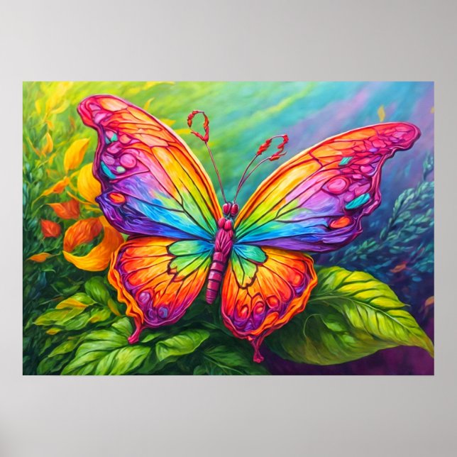 Retro Butterfly Art Illustration Poster (Framsidan)