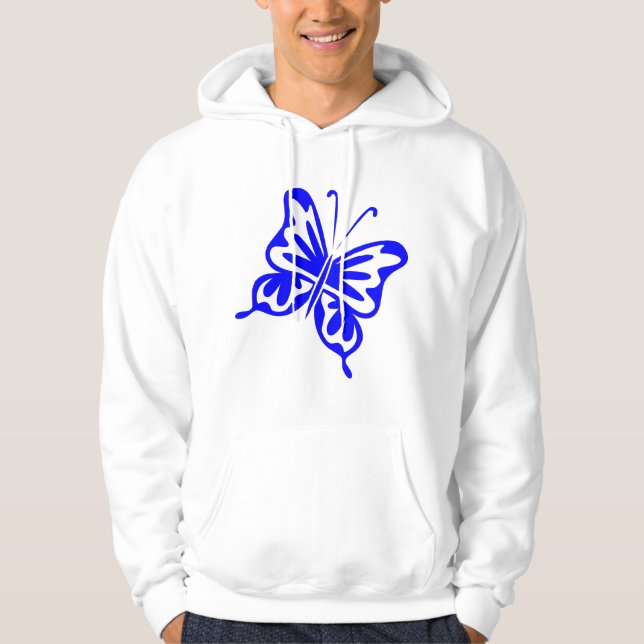 Retro Butterfly - blå Hoodie (Framsida)