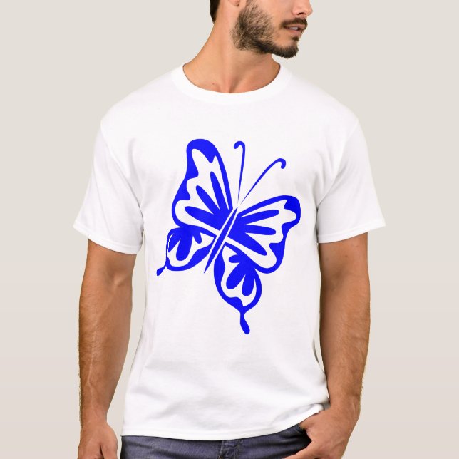 Retro Butterfly - blå T-shirt (Framsida)