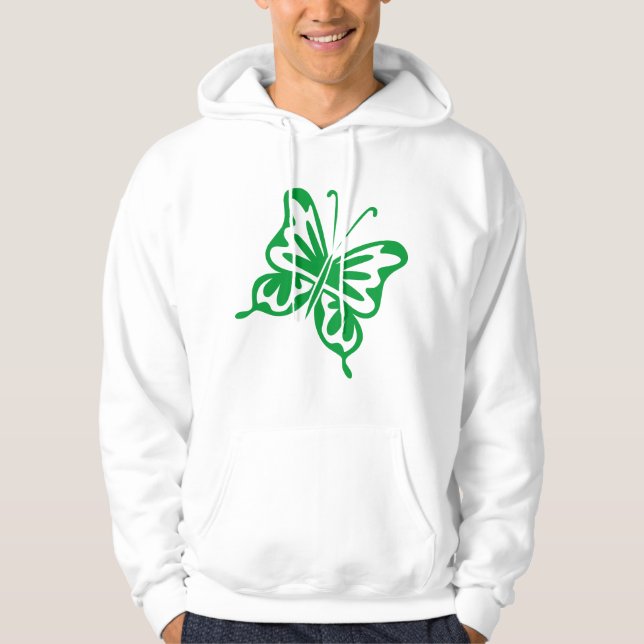 Retro Butterfly - Grass Grönt Hoodie (Framsida)