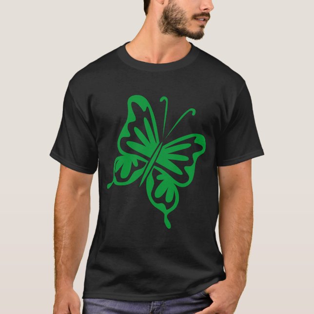 Retro Butterfly - Grass Grönt Tee Shirt (Framsida)