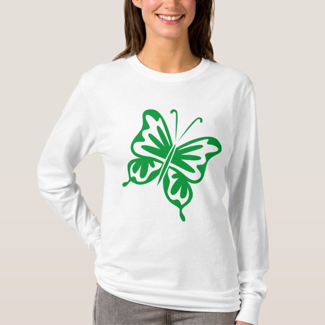 Retro Butterfly - Grass Grönt Tee Shirt (Framsida)