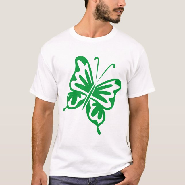 Retro Butterfly - Grass Grönt Tee Shirt (Framsida)