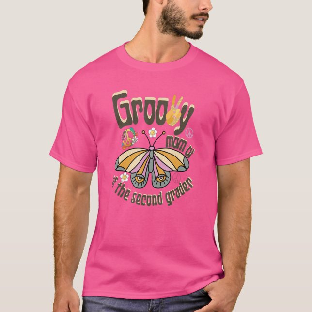 Retro Butterfly Groovy Mamma i andra klass 2n T Shirt (Framsida)