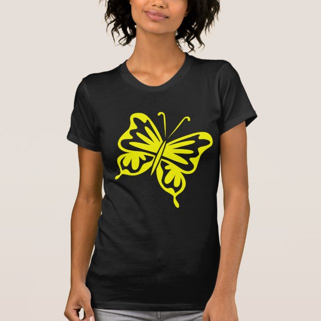 Retro Butterfly - Gult Tee Shirt (Framsida)