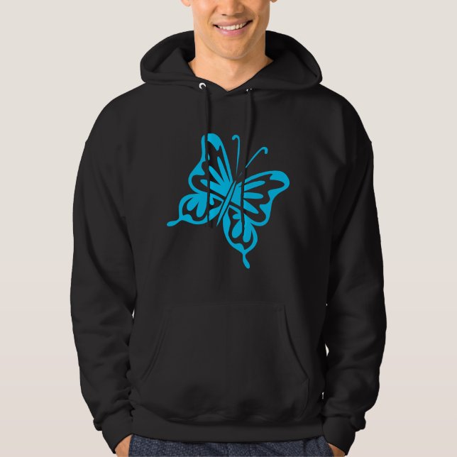 Retro Butterfly - Himlar Blue Sweatshirt Med Luva (Framsida)
