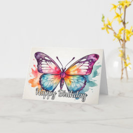 Retro Butterfly Illustration Grattis på födelsedag Kort