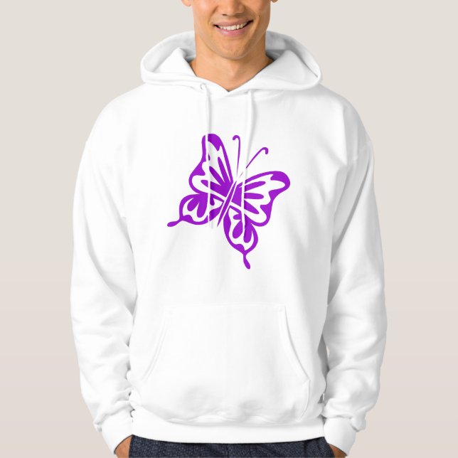 Retro Butterfly - Lila Sweatshirt (Framsida)