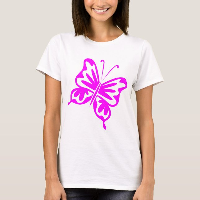 Retro Butterfly - Magenta Tee (Framsida)
