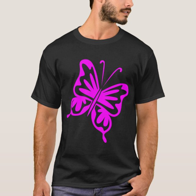 Retro Butterfly - Magenta Tee (Framsida)