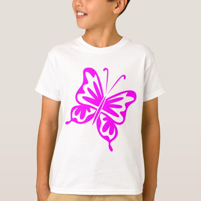 Retro Butterfly - Magenta Tee Shirt (Framsida)