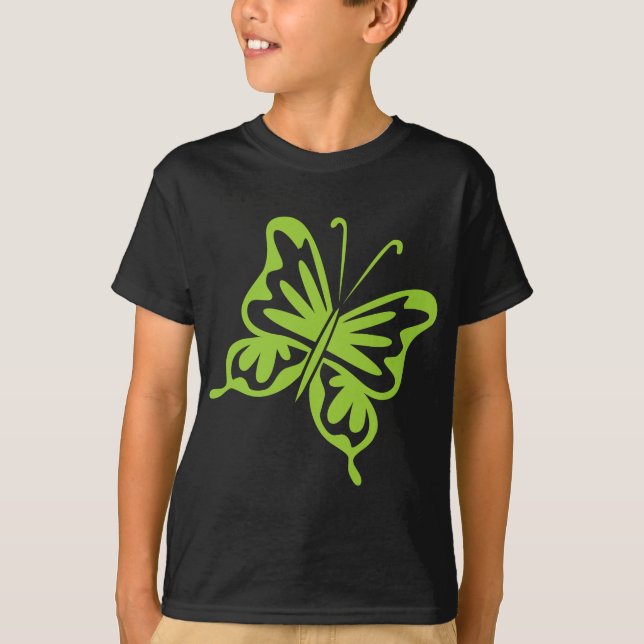 Retro Butterfly - Martian grönt T-shirt (Framsida)