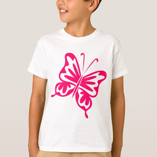 Retro Butterfly - Neon Red T Shirt (Framsida)