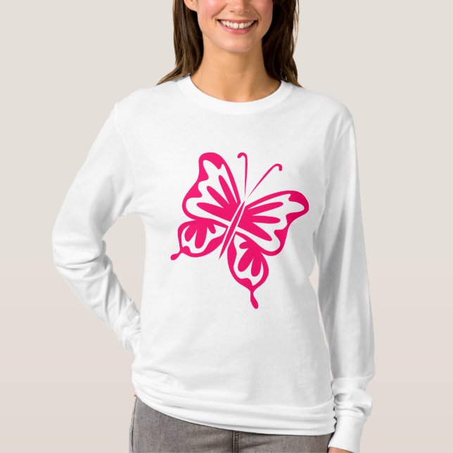 Retro Butterfly - Neon Red Tee (Framsida)