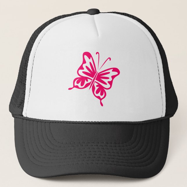 Retro Butterfly - Neon Red Truckerkeps (Framsida)