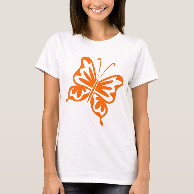 Retro Butterfly - Orange Tee Shirt (Framsida)