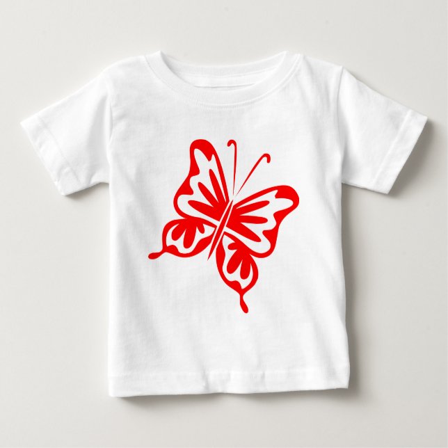 Retro Butterfly - Red T Shirt (Framsida)