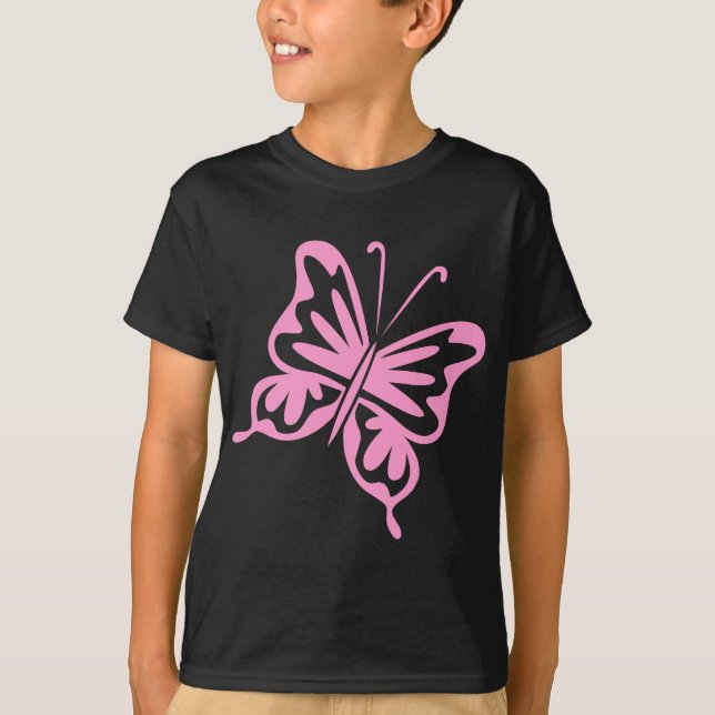 Retro Butterfly - Rosa Tee Shirt (Framsida)