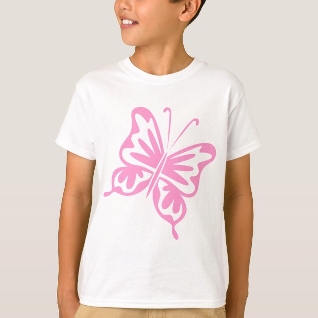 Retro Butterfly - Rosa Tee Shirt (Framsida)