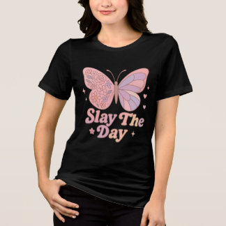 Retro Butterfly “Slay The Day” Art T Shirt