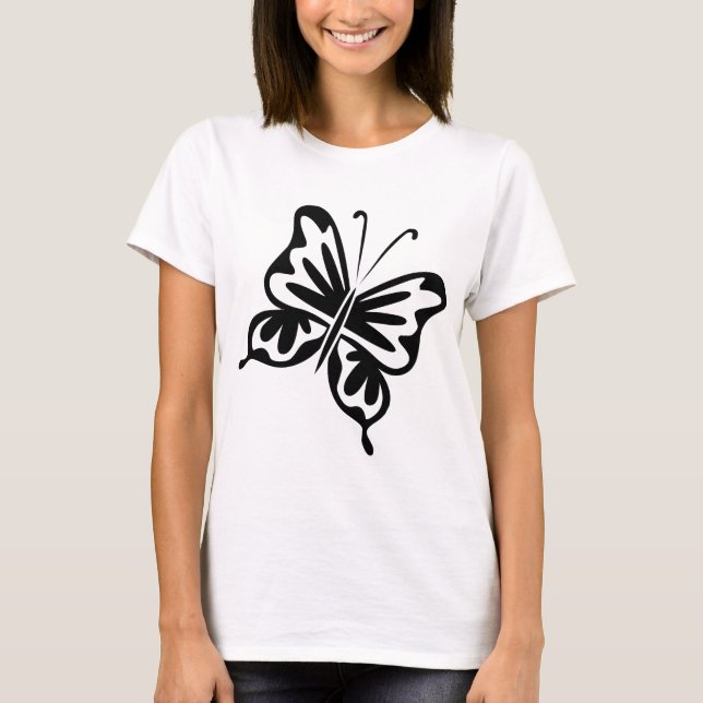 Retro Butterfly - svart Tee (Framsida)
