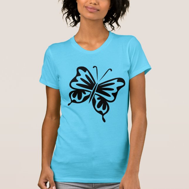 Retro Butterfly - svart Tee (Framsida)