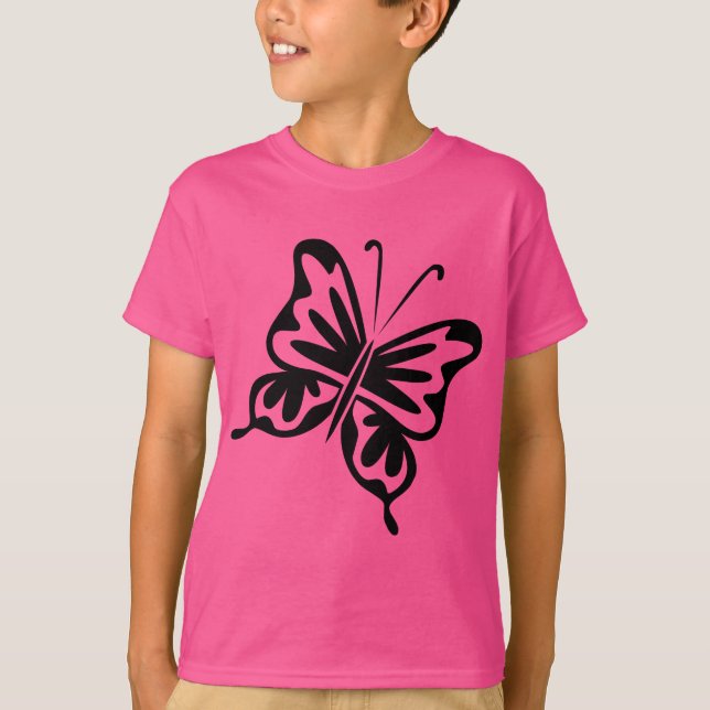 Retro Butterfly - svart Tee (Framsida)