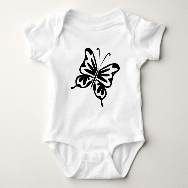 Retro Butterfly - svart Tee Shirt (Framsida)