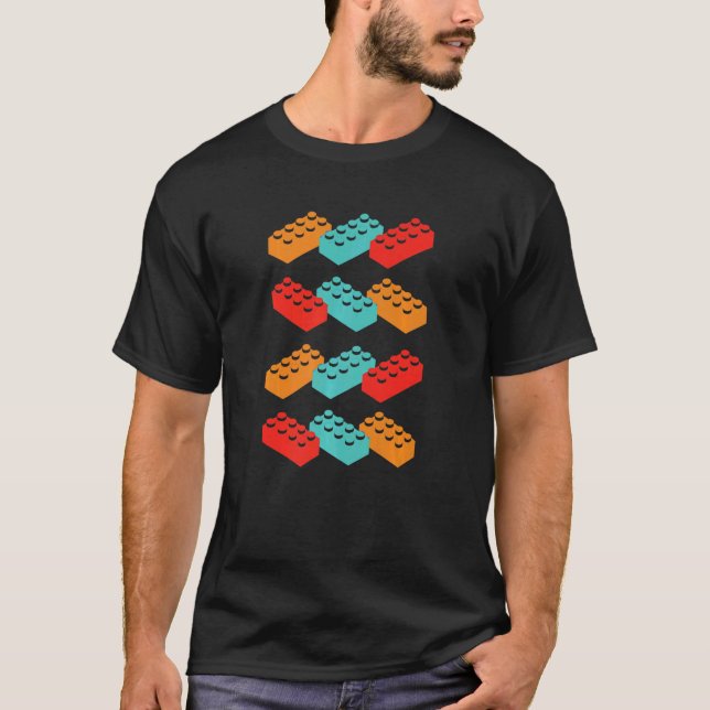 Retro Bygger blockerar huvudbyggare T Shirt (Framsida)