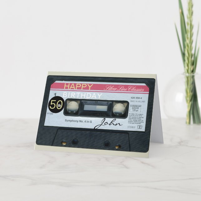 Retro C Audiotape 50 års repoto-verso Namn C Kort (Framsida)