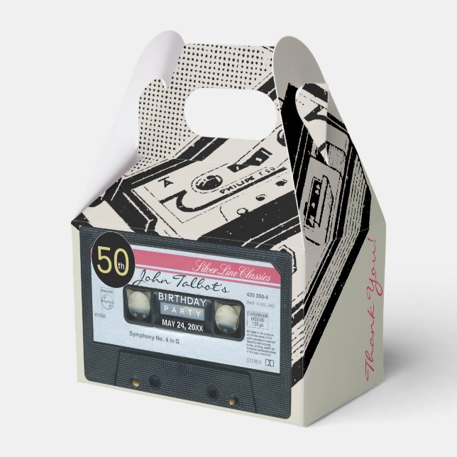 Retro C Audiotape 50:e födelsedagen Tack GFB Presentaskar (Framsidan Sidan)